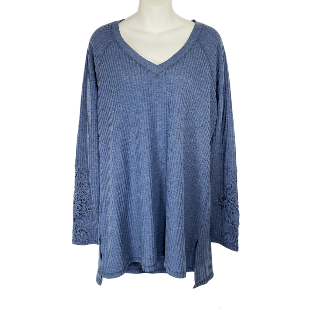 Soft Sourroundings Thermal Knit Top Blue Size Large